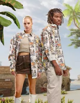 Рубашка свободного кроя унисекс в стиле 90-х с принтом комиксов Horizon ASOS DESIGN
