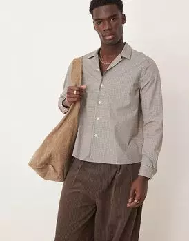 Рубашка свободного кроя в коричневую клетку ASOS DESIGN