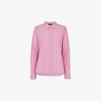 Рубашка свободного кроя в полоску из смесового хлопка Whistles, розовый