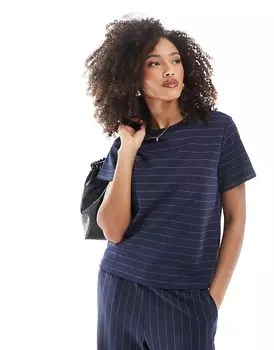 Рубашка свободного кроя в полоску темно-синего цвета Vero Moda Aware