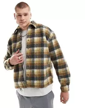 Рубашка свободного кроя в стиле 90-х в нейтральную клетку - ЖЕЛТАЯ ASOS DESIGN