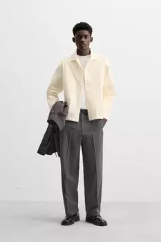 Рубашка свободного кроя ZARA, экрю