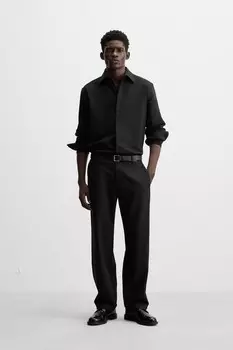 Рубашка свободного кроя ZARA, черный