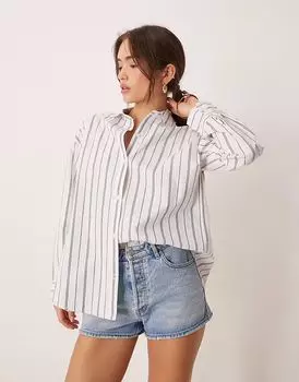 Рубашка свободного покроя Abercrombie & Fitch из поплина в белую полоску