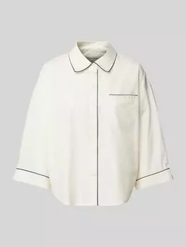 Рубашка свободного покроя из чистого хлопка с контрастными деталями Marc O'Polo, кремовый