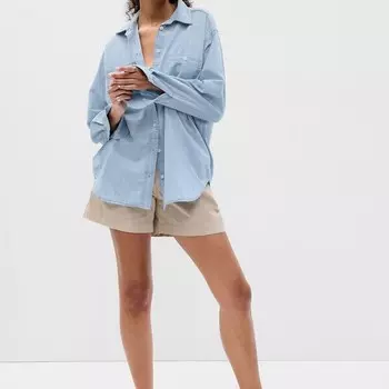 Рубашка свободного покроя из денима с карманами Gap, синий