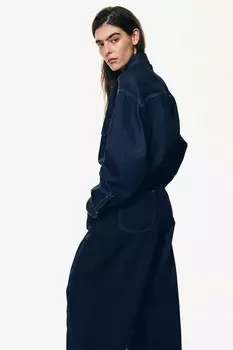 Рубашка свободного покроя из необработанного денима Good American, индиго