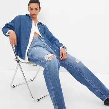 Рубашка свободного покроя с карманом Gap, синий