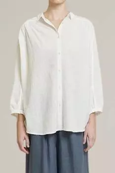 Рубашка свободного покроя с круглой кокеткой и пуговицами цвета Off White GRADE & GATHER