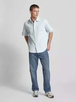 Рубашка свободного покроя с нагрудным карманом, модель «Ebronn» Hugo Blue, светло-голубой