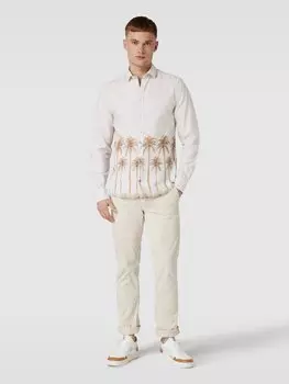 Рубашка свободного покроя с воротником-стойкой, модель «Palms» Colours & Sons, бежевый