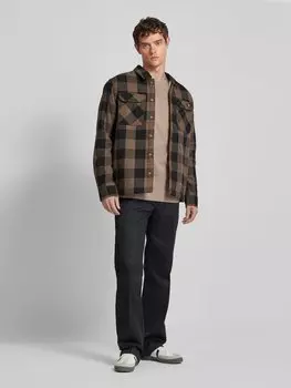 Рубашка свободного покроя с воротником-стойкой, модель «LINED SACRAMENTO» Dickies, темно-коричневый