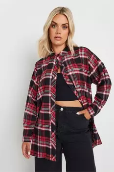 Рубашка свободного покроя в клетку Yours Curve, красный