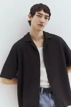 Рубашка свободного покроя в рубчик H&M, черный