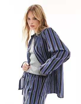 Рубашка свободного покроя в синюю полоску от Wednesday's Girl (часть комплекта)