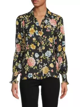 Рубашка T Tahari с цветочным принтом, мультиколор