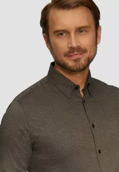 Рубашка TAILORED FIT MIT HAHNENTRITTMUSTER s.Oliver BLACK LABEL, коричневый