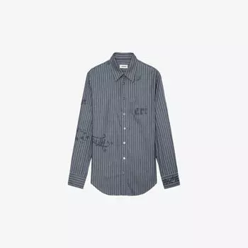 Рубашка Taskiz из органического хлопка с полосками и стразами и логотипом Zadig&Voltaire, цвет evening
