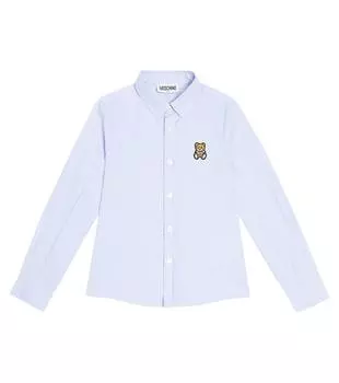 Рубашка teddy bear из хлопка Moschino Kids, синий