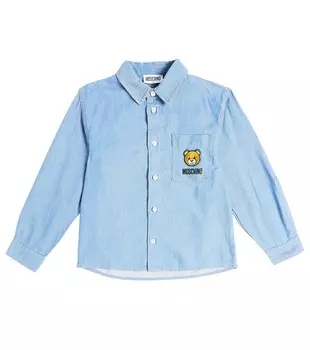 Рубашка Teddy Bear из смесового хлопка Moschino, синий