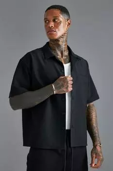 Рубашка техническая стрейч boxy Boohoo, черный