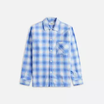 Рубашка Tekla Plaid Long Sleeve Flannel Shirt, цвет Light Blue