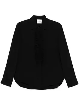 Рубашка телесного цвета с оборками Nude, черный