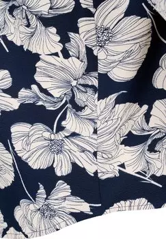 Рубашка темно-синего цвета с цветком aop With V-Neck Zizzi, слоновая кость