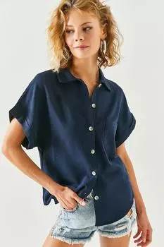 Рубашка - Темно-синяя - Классический крой Olalook, темно-синий