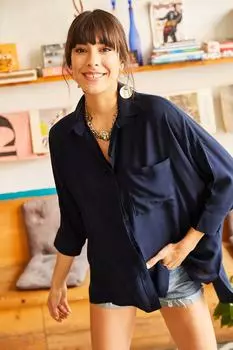 Рубашка - Темно-синяя - Классический крой Olalook, темно-синий