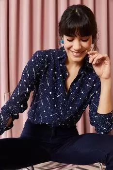 Рубашка - Темно-синяя - Классический крой Olalook, темно-синий