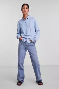 Рубашка - Темно-синяя - Классический крой PIECES, темно-синий