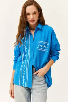 Рубашка - Темно-синяя - Свободного кроя Olalook, темно-синий