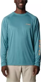 Рубашка Terminal Tackle L/S Columbia, цвет Tranquil Teal/Orange Reef Logo