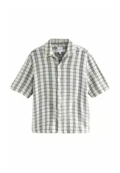 Рубашка TEXTURED CHECK SHORT SLEEVE Next, кремовый