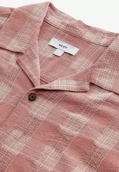 Рубашка TEXTURED CHECK SHORT SLEEVE WITH CUBAN COLLAR REGULAR FIT Next, красный