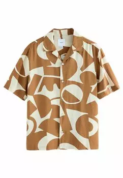Рубашка TEXTURED PRINTED SHORT SLEEVE Next, бежевый