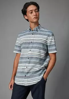 Рубашка Textured Stripe Short Sleeve-Regular Fit Next, синяя
