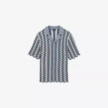 Рубашка текстурированная Reiss с отложным воротником, синий