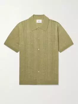 Рубашка Thor 6584 из смеси шерсти и ажурной вязки NN07, зеленый