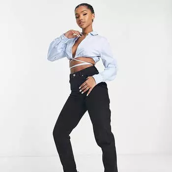 Рубашка Tie Waist Cropped, синий