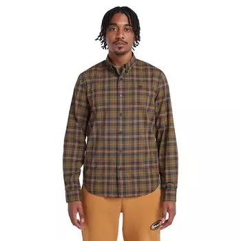 Рубашка Timberland Stretch Poplin Tartan Slim, коричневый
