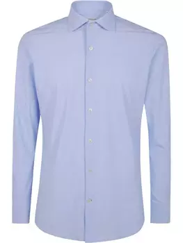 Рубашка Tintoria Mattei с раздвинутым воротником, синий