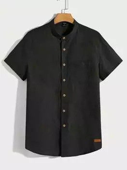 Рубашка тканая мужская Manfinity Homme с карманами, черный