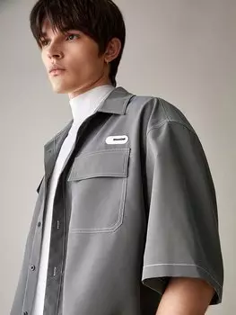 Рубашка тканая мужская Manfinity UrbanChill с заниженными плечами, серый