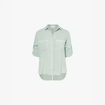 Рубашка тканая с разрезом сзади и накладными карманами Bella Dahl, зеленый