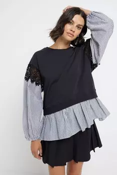 Рубашка, толстовка из 100% хлопка River Island, черный