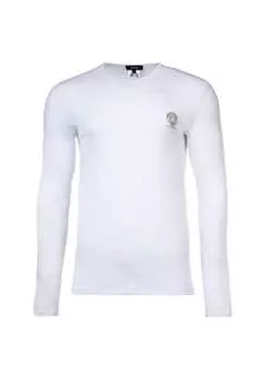 Рубашка - толстовка с длинными рукавами и круглым вырезом эластичный хлопок Versace, белый