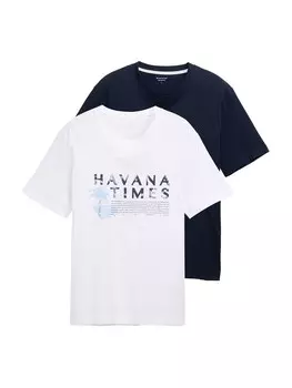 Рубашка TOM TAILOR, цвет Light blue/Dark blue/White