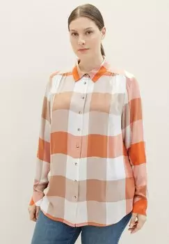 Рубашка TOM TAILOR PLUS-MIT KAROMUSTER, цвет blush orange check woven